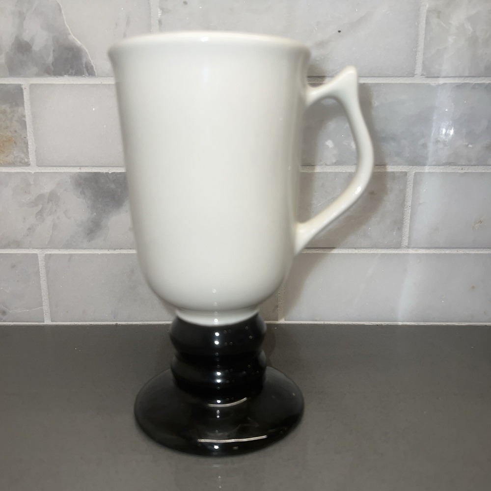 Org Vintage Hall USA Irish Coffee Cup Mug w/ Handle #1273- White & Black ~ 6" T